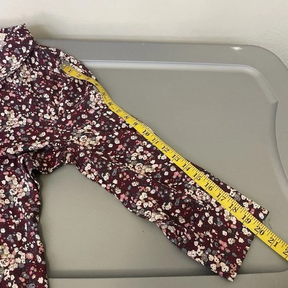 NWT Natural Life Women’s Floral Boho 3/4 Sleeve Collared Shirt Dress Burgundy L - Picture 12 of 14